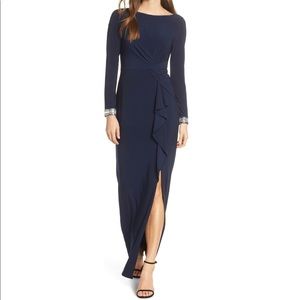 Vince Camuto Beaded Cuff Ruched Jersey Dress